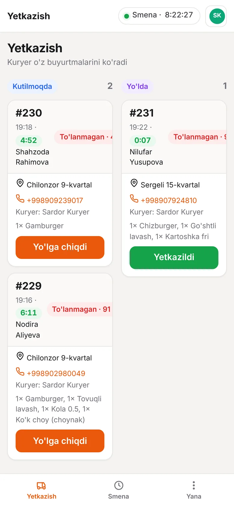 Kuryer ekrani